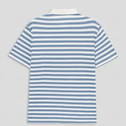 Hot OUKU Men's Shirt Striped Horizontal Stripes Casual Cable Knit Polo Short Sleeve Outdoor Causal Casual Summer Print Turndown Blue Micro-elastic 48% cotton, 48% polyester, 4% spandex Black