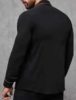 Hot OUKU Men's Shirt Summer Shirt Button Up Shirt Casual Shirt Black Wine Dark Blue Coffee Long Sleeve Plain Lapel Daily Vacation Clothing Apparel Fashion Casual Comfortable