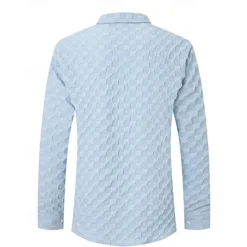 Online OUKU Men's Shirt Summer Shirt Button Up Shirt Casual Shirt Beach Shirt Black White Light Green Sky Blue Dark Green Long Sleeve Plain Lapel Hawaiian Holiday Jacquard Clothing Apparel Fashion Casual