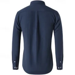 Clearance OUKU Men's Shirt Summer Shirt Button Up Shirt Casual Shirt Black White Navy Blue Blue Gray Long Sleeve Plain Button Down Collar Holiday Vacation Button-Down Clothing Apparel Fashion Casual Comfortable