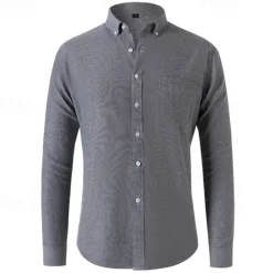 Clearance OUKU Men's Shirt Summer Shirt Button Up Shirt Casual Shirt Black White Navy Blue Blue Gray Long Sleeve Plain Button Down Collar Holiday Vacation Button-Down Clothing Apparel Fashion Casual Comfortable