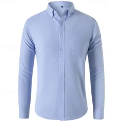 Clearance OUKU Men's Shirt Summer Shirt Button Up Shirt Casual Shirt Black White Navy Blue Blue Gray Long Sleeve Plain Button Down Collar Holiday Vacation Button-Down Clothing Apparel Fashion Casual Comfortable