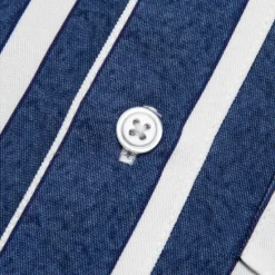 Outlet OUKU Men's Shirt Summer Shirt Button Up Shirt Casual Shirt Blue Short Sleeve Stripes Lapel Daily Wear Vacation Clothing Apparel Fashion Hawaiian Casual Beach Light Blue