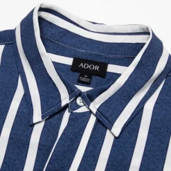 Outlet OUKU Men's Shirt Summer Shirt Button Up Shirt Casual Shirt Blue Short Sleeve Stripes Lapel Daily Wear Vacation Clothing Apparel Fashion Hawaiian Casual Beach Light Blue
