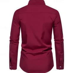 Outlet OUKU Men's Shirt Summer Shirt Casual Shirt Beach Shirt Collared Shirt Button Up Shirt Black White Burgundy Navy Blue Blue Long Sleeve Color Block Lapel Vacation Hawaiian Patchwork Clothing Apparel