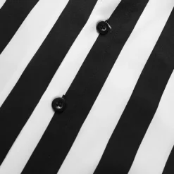 Sale OUKU Men's Shirt Summer Shirt Casual Shirt Beach Shirt Button Up Shirt Striped Shirts Short Sleeve Stripes Grandad Collar Stand Collar Vacation Hawaiian Clothing Apparel Polyester Fashion Casual Black