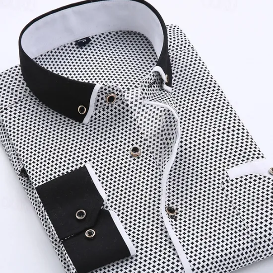 Discount OUKU Men's Shirt Summer Shirt Casual Shirt Beach Shirt Button Up Shirt White Burgundy Navy Blue +Gray Long Sleeve Graphic Square Vacation Hawaiian Button-Down Clothing Apparel Polyester Fashion Black