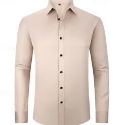 Outlet OUKU Men's Shirt Summer Shirt Casual Shirt Beach Shirt Button Up Shirt Light Yellow Black White Yellow Pink Long Sleeve Plain Lapel Vacation Hawaiian Button-Down Clothing Apparel Polyester Fashion Casual