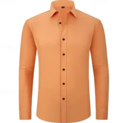 Outlet OUKU Men's Shirt Summer Shirt Casual Shirt Beach Shirt Button Up Shirt Light Yellow Black White Yellow Pink Long Sleeve Plain Lapel Vacation Hawaiian Button-Down Clothing Apparel Polyester Fashion Casual