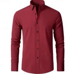 Outlet OUKU Men's Shirt Summer Shirt Casual Shirt Beach Shirt Button Up Shirt Light Yellow Black White Yellow Pink Long Sleeve Plain Lapel Vacation Hawaiian Button-Down Clothing Apparel Polyester Fashion Casual