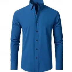 Outlet OUKU Men's Shirt Summer Shirt Casual Shirt Beach Shirt Button Up Shirt Light Yellow Black White Yellow Pink Long Sleeve Plain Lapel Vacation Hawaiian Button-Down Clothing Apparel Polyester Fashion Casual