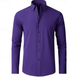 Outlet OUKU Men's Shirt Summer Shirt Casual Shirt Beach Shirt Button Up Shirt Light Yellow Black White Yellow Pink Long Sleeve Plain Lapel Vacation Hawaiian Button-Down Clothing Apparel Polyester Fashion Casual