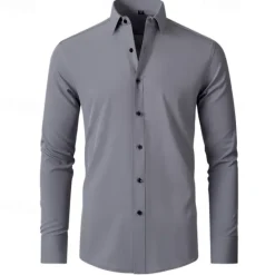 Outlet OUKU Men's Shirt Summer Shirt Casual Shirt Beach Shirt Button Up Shirt Light Yellow Black White Yellow Pink Long Sleeve Plain Lapel Vacation Hawaiian Button-Down Clothing Apparel Polyester Fashion Casual