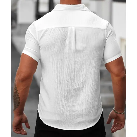 Best OUKU Men's Shirt Summer Shirt Casual Shirt Beach Shirt Button Up Shirt Black White Light Green Blue khaki Short Sleeve Printed Shirt Collar Vacation Hawaiian Button-Down Clothing Apparel Polyester Fashion