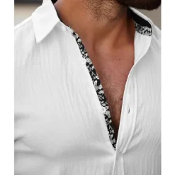 Best OUKU Men's Shirt Summer Shirt Casual Shirt Beach Shirt Button Up Shirt Black White Light Green Blue khaki Short Sleeve Printed Shirt Collar Vacation Hawaiian Button-Down Clothing Apparel Polyester Fashion