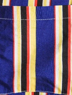 New OUKU Men's Shirt Summer Shirt Casual Shirt Button Up Shirt Striped Shirts Yellow Blue Red Dark Blue Short Sleeve Striped Band Collar Vacation Street Print Clothing Apparel 100% Cotton Stylish Classic