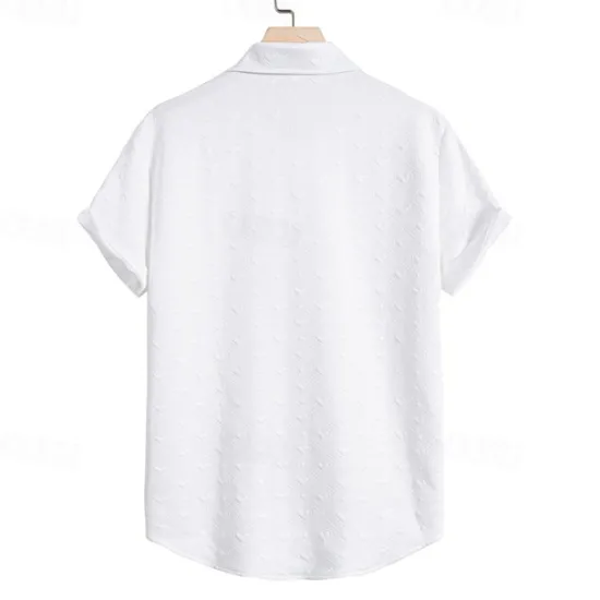 Outlet OUKU Men's Shirt Summer Shirt Casual Shirt Beach Shirt Button Up Shirt Short Sleeve Solid / Plain Color Lapel Vacation Hawaiian Clothing Apparel Polyester Fashion Casual Comfortable White