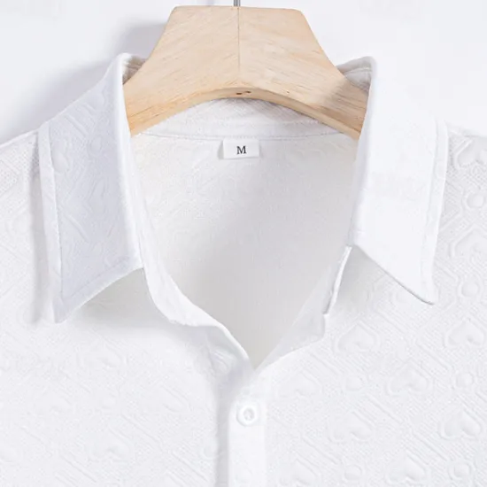 Outlet OUKU Men's Shirt Summer Shirt Casual Shirt Beach Shirt Button Up Shirt Short Sleeve Solid / Plain Color Lapel Vacation Hawaiian Clothing Apparel Polyester Fashion Casual Comfortable White
