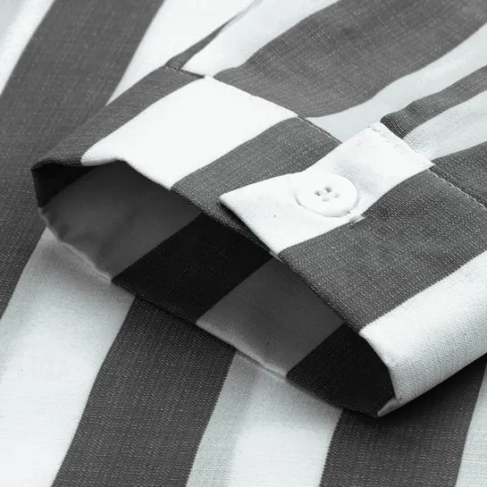 Sale OUKU Men's Shirt Summer Shirt Casual Shirt Beach Shirt Button Up Shirt Striped Shirts Black Blue Gray Long Sleeve Stripes Turndown Vacation Hawaiian Button-Down Clothing Apparel Polyester Fashion Casual