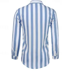 Sale OUKU Men's Shirt Summer Shirt Casual Shirt Beach Shirt Button Up Shirt Striped Shirts Black Blue Gray Long Sleeve Stripes Turndown Vacation Hawaiian Button-Down Clothing Apparel Polyester Fashion Casual