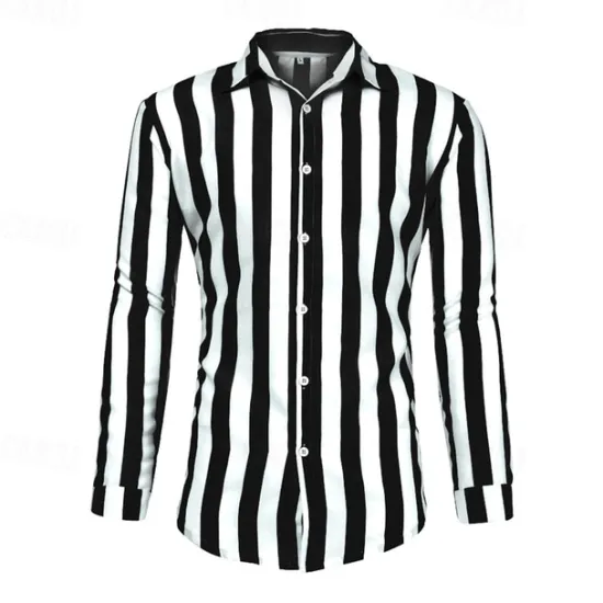 Sale OUKU Men's Shirt Summer Shirt Casual Shirt Beach Shirt Button Up Shirt Striped Shirts Black Blue Gray Long Sleeve Stripes Turndown Vacation Hawaiian Button-Down Clothing Apparel Polyester Fashion Casual