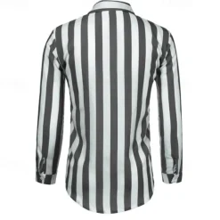 Sale OUKU Men's Shirt Summer Shirt Casual Shirt Beach Shirt Button Up Shirt Striped Shirts Black Blue Gray Long Sleeve Stripes Turndown Vacation Hawaiian Button-Down Clothing Apparel Polyester Fashion Casual