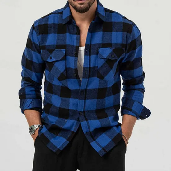 Best OUKU Men's Shirt Summer Shirt Casual Shirt Beach Shirt Button Up Shirt Overshirt Yellow Blue Long Sleeve Plaid Lapel Vacation Hawaiian Button-Down Clothing Apparel Fashion Casual Comfortable