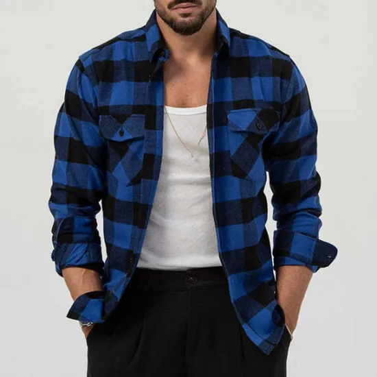 Best OUKU Men's Shirt Summer Shirt Casual Shirt Beach Shirt Button Up Shirt Overshirt Yellow Blue Long Sleeve Plaid Lapel Vacation Hawaiian Button-Down Clothing Apparel Fashion Casual Comfortable