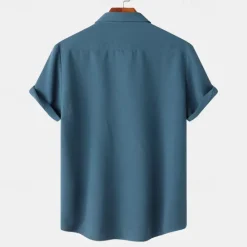 Sale OUKU Men's Shirt Summer Shirt Casual Shirt Beach Shirt Button Up Shirt White Light Green Navy Blue Blue Purple Short Sleeve Plain Lapel Vacation Hawaiian Pocket Clothing Apparel Polyester Fashion Casual