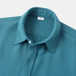 Sale OUKU Men's Shirt Summer Shirt Casual Shirt Beach Shirt Button Up Shirt White Light Green Navy Blue Blue Purple Short Sleeve Plain Lapel Vacation Hawaiian Pocket Clothing Apparel Polyester Fashion Casual