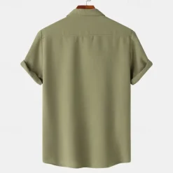 Sale OUKU Men's Shirt Summer Shirt Casual Shirt Beach Shirt Button Up Shirt White Light Green Navy Blue Blue Purple Short Sleeve Plain Lapel Vacation Hawaiian Pocket Clothing Apparel Polyester Fashion Casual