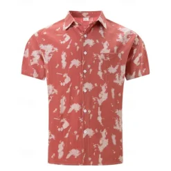 Sale OUKU Men's Shirt Summer Shirt Casual Shirt Beach Shirt Button Up Shirt Light Green Pink Wine Orange khaki Short Sleeve Tie Dye Lapel Vacation Hawaiian Front Pocket Clothing Apparel Fashion Casual