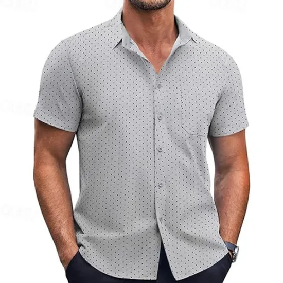 New OUKU Men's Shirt Summer Shirt Casual Shirt Beach Shirt Button Up Shirt Black White Pink Burgundy Navy Blue Short Sleeve Geometric Shirt Collar Vacation Hawaiian Clothing Apparel Polyester Fashion Casual