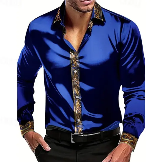 New OUKU Men's Shirt Summer Shirt Casual Shirt Beach Shirt Collared Shirt Button Up Shirt Black White Wine Blue Green Long Sleeve Color Block Lapel Vacation Hawaiian Patchwork Clothing Apparel Polyester