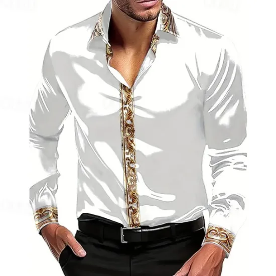 New OUKU Men's Shirt Summer Shirt Casual Shirt Beach Shirt Collared Shirt Button Up Shirt Black White Wine Blue Green Long Sleeve Color Block Lapel Vacation Hawaiian Patchwork Clothing Apparel Polyester