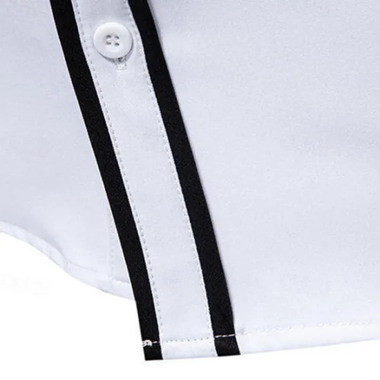 Online OUKU Men's Shirt Summer Shirt Casual Shirt Beach Shirt Button Up Shirt Black White Long Sleeve Floral Lapel Vacation Hawaiian Tassel Fringe Clothing Apparel Polyester Fashion Casual Comfortable