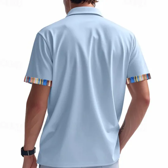 OUKU Men's Shirt Summer Shirt Casual Shirt Beach Shirt Button Up Shirt Black White khaki Light Grey Dark Gray Short Sleeve Stripes Lapel Vacation Hawaiian Pocket Clothing Apparel Polyester Fashion Casual