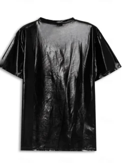 Discount OUKU Men's Shirt T Shirt Tee Short Sleeve V Neck Summer Plain Exaggerated Designer Big and Tall Wedding Party Cocktail Attire Silver Black Gold Top Tee for Men