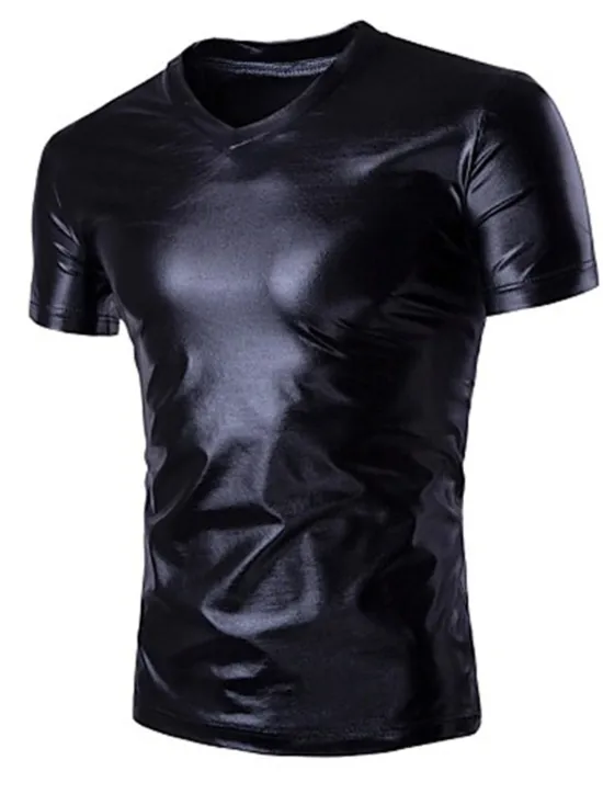 Discount OUKU Men's Shirt T Shirt Tee Short Sleeve V Neck Summer Plain Exaggerated Designer Big and Tall Wedding Party Cocktail Attire Silver Black Gold Top Tee for Men
