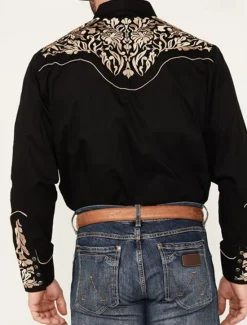 Best OUKU Men's Shirt Western Shirt Cowboy Shirt Long Sleeve Western Style Outdoor Street Casual Daily Fall & Winter Turndown Buttons Print Black