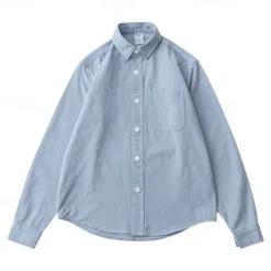 Online OUKU Men's Shirt White Blue Army Green Dark Gray Apricot Long Sleeve Solid Color Rolled collar Causal Casual Buttons Clothing Apparel Neutral Daily