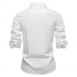 Online OUKU Men's Shirt White Navy Blue khaki Long Sleeve Solid Color Standing Collar Outdoor Causal Ruched Clothing Apparel Daily Casual Daily Leisure