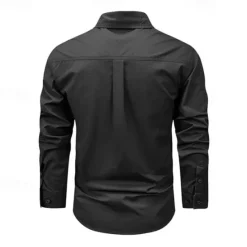 Sale OUKU Men's Shirt Workwear Shirts Casual Shirt Work Shirt Button Up Shirt Cargo Shirt Black khaki Army Green Long Sleeve Plain Turndown Vacation Holiday Front Pocket Clothing Apparel Fashion Casual
