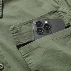 Sale OUKU Men's Shirt Workwear Shirts Casual Shirt Work Shirt Button Up Shirt Cargo Shirt Black khaki Army Green Long Sleeve Plain Turndown Vacation Holiday Front Pocket Clothing Apparel Fashion Casual