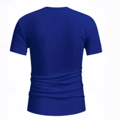 Sale OUKU Men's Short Sleeve Shirt Ribbed Knit tee Tee Top Short Sleeve Crew Neck Summer Spring & Summer Solid Color Pit Strip Sports Daily Ribbed Outdoor Casual Dark Grey White Royal Blue Top Tee for Men