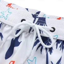 Clearance OUKU Men's Shorts Beach Shorts Drawstring Graphic Leaf Tree Breathable Quick Dry Knee Length Outdoor Vacation Home Vacation Ethnic Style White & Blue Dark Blue Micro-elastic