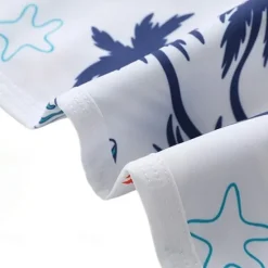 Clearance OUKU Men's Shorts Beach Shorts Drawstring Graphic Leaf Tree Breathable Quick Dry Knee Length Outdoor Vacation Home Vacation Ethnic Style White & Blue Dark Blue Micro-elastic