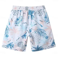 Clearance OUKU Men's Shorts Beach Shorts Drawstring Graphic Leaf Tree Breathable Quick Dry Knee Length Outdoor Vacation Home Vacation Ethnic Style White & Blue Dark Blue Micro-elastic
