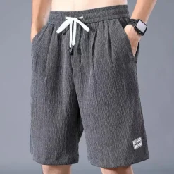 Outlet OUKU Men's Shorts Casual Shorts Drawstring Elastic Waist Straight Leg Solid Color Breathable Outdoor Knee Length Casual Daily Cotton Blend Casual Athleisure Green Black Micro-elastic