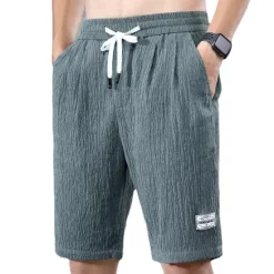 Outlet OUKU Men's Shorts Casual Shorts Drawstring Elastic Waist Straight Leg Solid Color Breathable Outdoor Knee Length Casual Daily Cotton Blend Casual Athleisure Green Black Micro-elastic